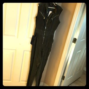 Bebe Cupro ZIP Detail Jumpsuit Color:Dusty Olive